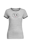 Texas Womens Grey Initials Ringer Short Sleeve T Shirt
