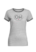 Ohio Womens Grey Initials Short Sleeve T Shirt