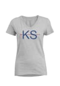 Kansas Womens Grey Arrow Initials Short Sleeve T Shirt