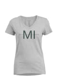 Michigan Womens Grey Arrow Initials Short Sleeve T Shirt