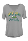 Wayne State Warriors Womens Dream Girl V-Notch T-Shirt - Grey