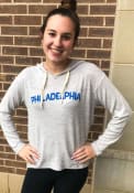 Philadelphia Womens Grey Wordmark Long Sleeve Light Weight Hood