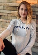 Kansas City Womens Grey Watercolor Arch Long Sleeve Light Weight Hood