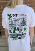 North Texas Mean Green Womens Julia Gash T-Shirt - White