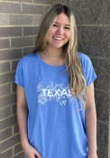 Texas Womens Flowers T-Shirt - Light Blue