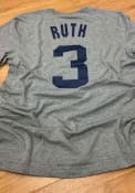 Babe Ruth New York Yankees Nike Name And Number T-Shirt - Grey
