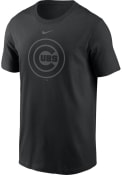 Chicago Cubs Nike Pitch Black Logo T Shirt - Black
