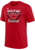 Cincinnati Reds COOPERSTOWN REWIND NUT TRI-BLEND Fashion T Shirt - Red