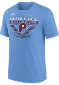 Philadelphia Phillies Nike COOPERSTOWN REWIND NUT TRI-BLEND Fashion T Shirt - Light Blue