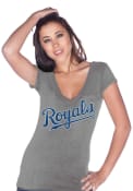 Kansas City Royals Womens Grey Wordmark V-Neck