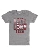 Iowa Bozz Prints Drink Iowa Beer Fashion T Shirt - Grey