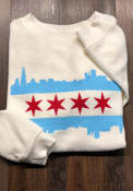 Chicago Womens Oatmeal Skyline Flag Cozy Long Sleeve Crew Sweatshirt