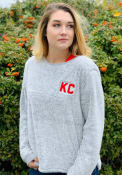 Kansas City Womens Grey KC Long Sleeve Fuzzy Fleece Crew Sweatshirt