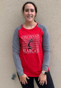 Red Womens Cincinnati Bearcats Preppy Patch Slub T-Shirt