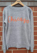Chicago Women's Navy Script Wordmark Long Sleeve Cozy Crew Sweatshirt