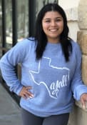 Texas Womens Yall State Shape Crew Sweatshirt - Blue