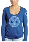 Kansas City Royals Womens Cross Bats Blue Scoop Neck Tee