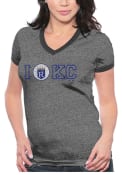 Kansas City Royals Womens Grey I Love V-Neck
