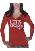 Chicago Cubs Womens Red Lets Go Cubs T-Shirt