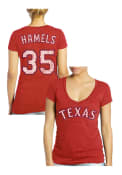 Cole Hamels Majestic Threads Texas Rangers Womens Red Tri-blend Player Tee