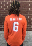Baker Mayfield Cleveland Browns Majestic Threads Primary Name And Number Long Sleeve T-Shirt - Orange