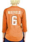 Baker Mayfield Cleveland Browns Womens Majestic Threads Name and Number Triblend Long Sleeve T-Shirt - Orange