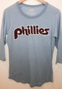 Philadelphia Phillies Womens Triblend 3/4 Raglan Crew Neck T-Shirt - Light Blue