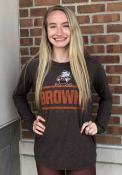 Brownie Cleveland Browns Womens Majestic Threads Boyfriend Brownie Sideline T-Shirt - Brown