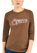 Brownie Cleveland Browns Womens Majestic Threads Out of Sight T-Shirt - Brown
