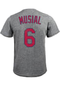 Stan Musial St Louis Cardinals Grey Name and Number Fashion Tee