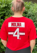 Yadier Molina St Louis Cardinals Womens Majestic Threads Hard Hit T-Shirt - Red