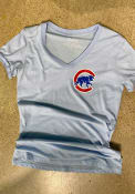 Chicago Cubs Womens Ringer T-Shirt - Light Blue