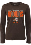Brownie Cleveland Browns Womens Majestic Threads Positive T-Shirt - Brown