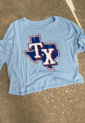 Texas Rangers Womens Alt Cap T-Shirt - Light Blue