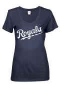 Kansas City Royals Womens Navy Blue Glitter T-Shirt