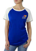 Kansas Jayhawks Womens Color Block Raglan Blue T-Shirt