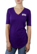 TCU Horned Frogs Womens Purple Elbow Sleeve V-Neck