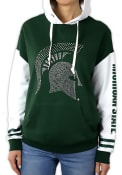 Michigan State Spartans Womens Color Block Hooded Sweatshirt - Green