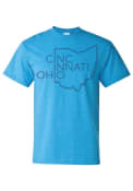 Cincinnati Light Blue State Shape Short Sleeve T Shirt