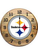 Pittsburgh Steelers Oak Barrel Wall Clock