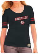 Original Retro Brand Louisville Cardinals Juniors Scoop Black Scoop T-Shirt