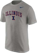 Illinois Fighting Illini Nike Arch Mascot Core T Shirt - Grey