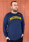 Michigan Wolverines Nike Dri-FIT Arch Name T Shirt - Navy Blue