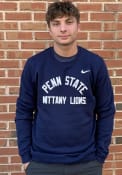 Penn State Nittany Lions Nike Club Fleece Crew Sweatshirt - Navy Blue