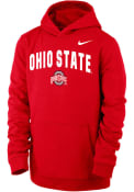 Ohio State Buckeyes Youth Nike Club Arch Mascot Hooded Sweatshirt - Red