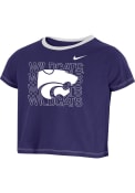 Nike Girls Purple K-State Wildcats Campus Crop Fashion T-Shirt