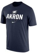 Akron Zips Nike DriFIT Name and Logo T Shirt - Navy Blue