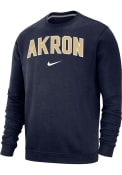Akron Zips Nike Club Fleece Name Crew Sweatshirt - Navy Blue