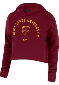 Iowa State Cyclones Womens Nike Campus Crop Hooded Sweatshirt - Crimson