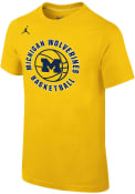 Michigan Wolverines Youth Nike Circle Bball JM T-Shirt - Yellow